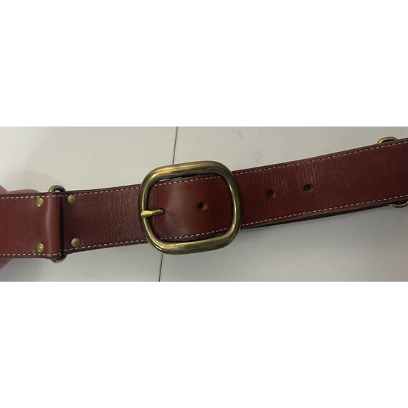 Genuine Talbots Segmented Brown Leather Brass Womens Size 33 (31-35) - Picture 3 of 6